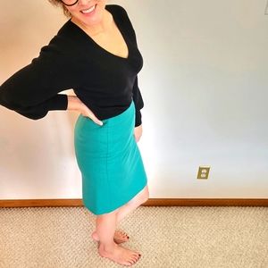 Turquoise, wool, J. Crew, pencil skirt